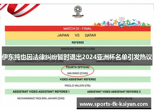 伊东纯也因法律纠纷暂时退出2024亚洲杯名单引发热议
